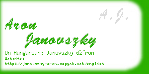 aron janovszky business card